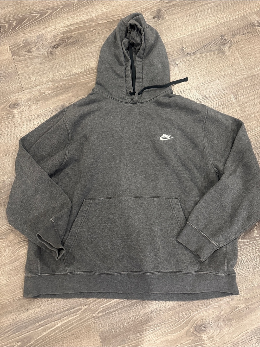 Nike Charcoal Gray Pullover Hoodie with Small White Logo